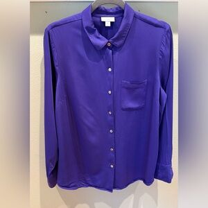J Jill Vibrant Purple Button-Up Blouse Size MED